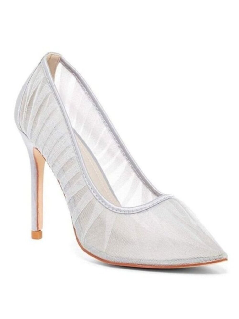 NEW Cape Robbin Sz 8 Pleated Silver Organza Stiletto Heels Pumps Wedding Bridal